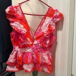 Farm Rio Red and Pink Women's Top